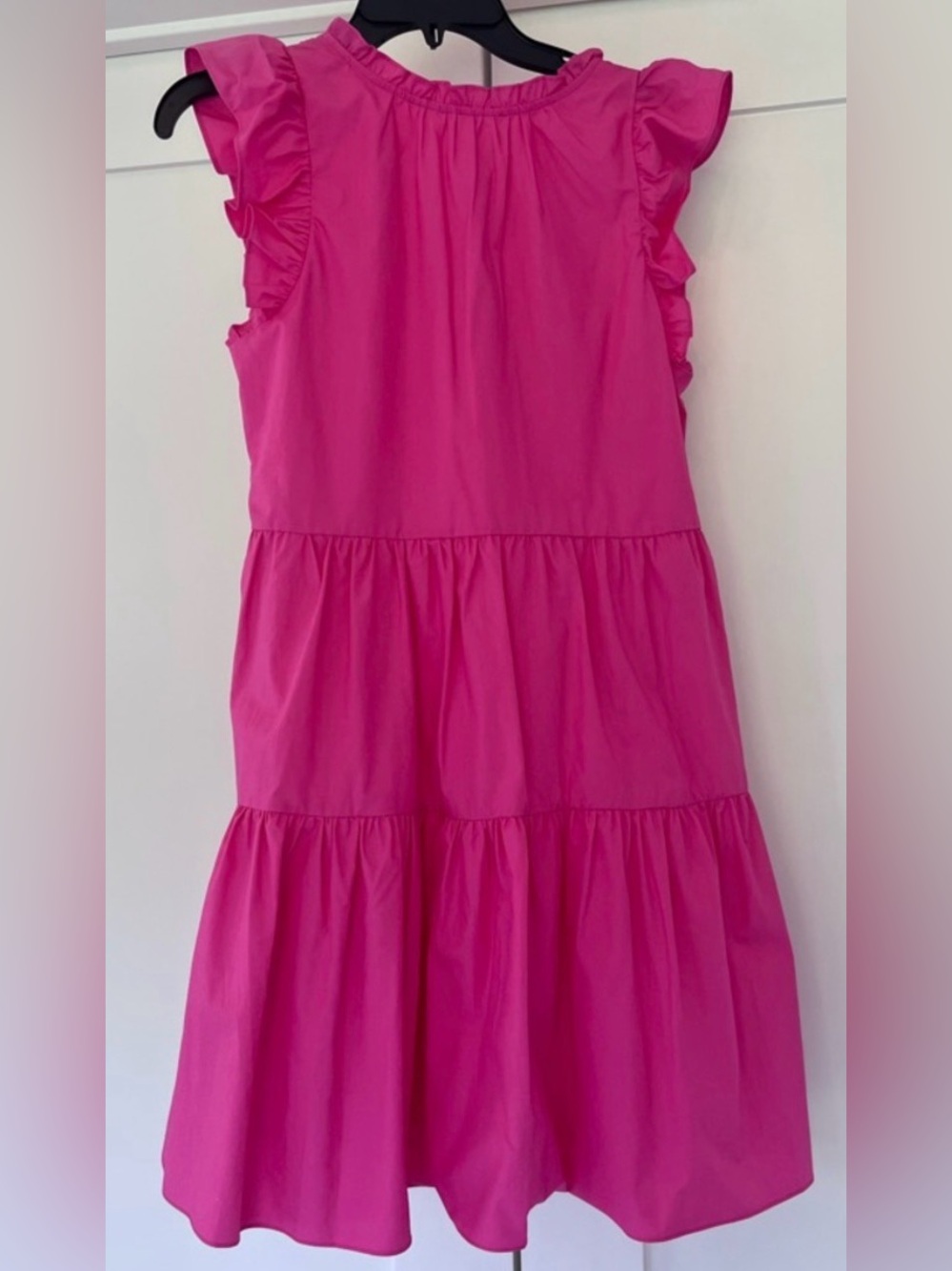 Bright Pink Tiered Ruffle Sleeve Mini Dress NWT
